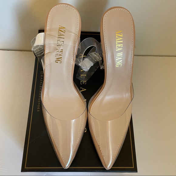🌟 New with Box - All Clear Chunky Pointed Toe Heels - Picture 11 of 14